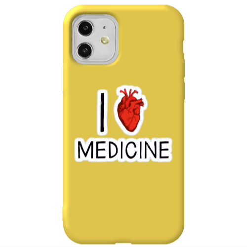 Apple iPhone 11  I Love Medicin Yellow Colored Silicone TPU Θήκη