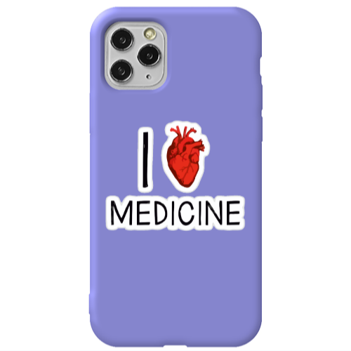 Apple iPhone 11 Pro I Love Medicin Purple Colored Silicone TPU Θήκη