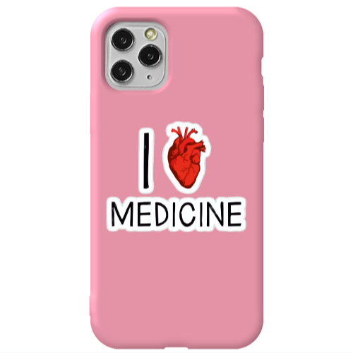 Apple iPhone 11 Pro I Love Medicin Pink Colored Silicone TPU Θήκη