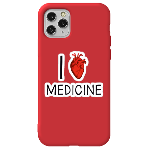 Apple iPhone 11 Pro I Love Medicin Red Colored Silicone TPU Θήκη