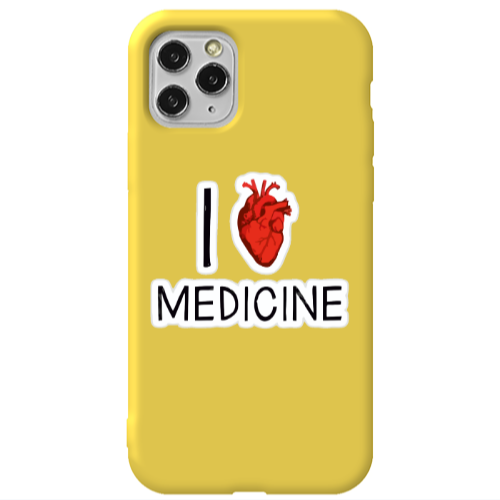 Apple iPhone 11 Pro I Love Medicin Yellow Colored Silicone TPU Θήκη
