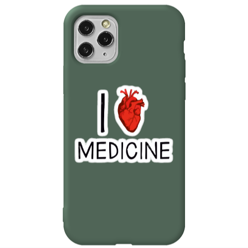Apple iPhone 11 Pro I Love Medicin Dark Green Colored Silicone TPU Θήκη
