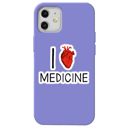 Apple iPhone 12 I Love Medicin Purple Colored Silicone TPU Θήκη