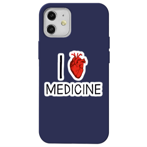 Apple iPhone 12 I Love Medicin Dark blue Colored Silicone TPU Θήκη
