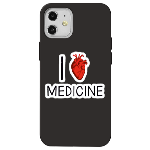 Apple iPhone 12 I Love Medicin Black Colored Silicone TPU Θήκη