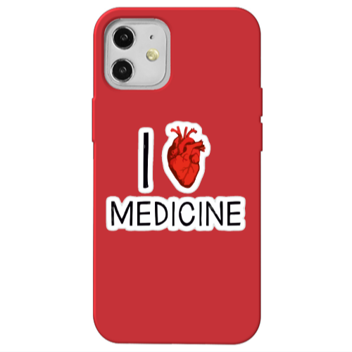 Apple iPhone 12 I Love Medicin Red Colored Silicone TPU Θήκη