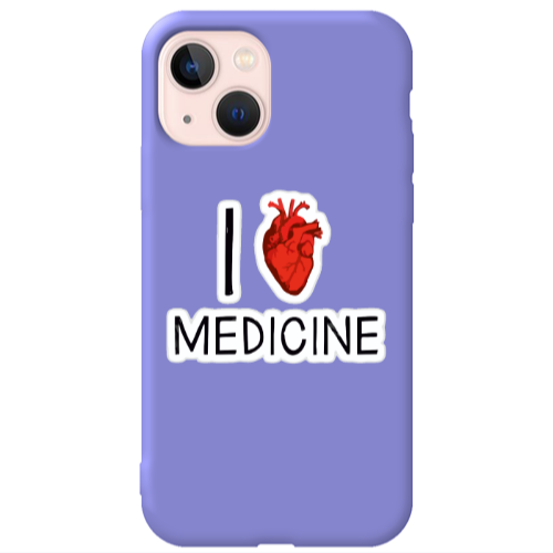 Apple iPhone 13 I Love Medicin Purple Colored Silicone TPU Θήκη