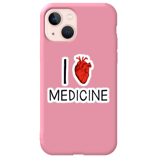 Apple iPhone 13 I Love Medicin Pink Colored Silicone TPU Θήκη