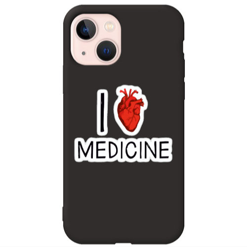 Apple iPhone 13 I Love Medicin Black Colored Silicone TPU Θήκη