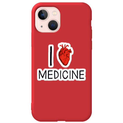 Apple iPhone 13 I Love Medicin Red Colored Silicone TPU Θήκη