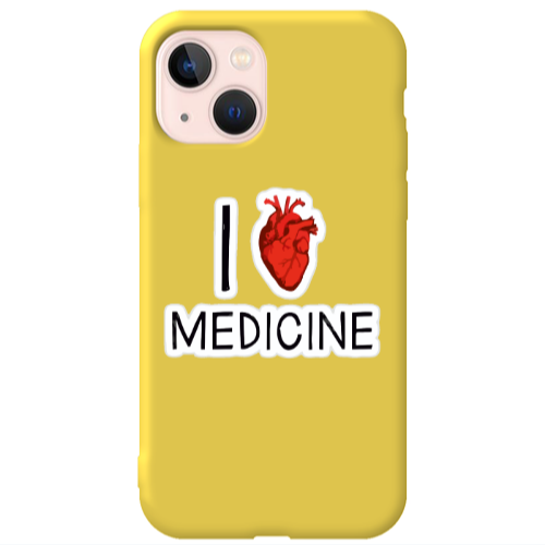 Apple iPhone 13 I Love Medicin Yellow Colored Silicone TPU Θήκη