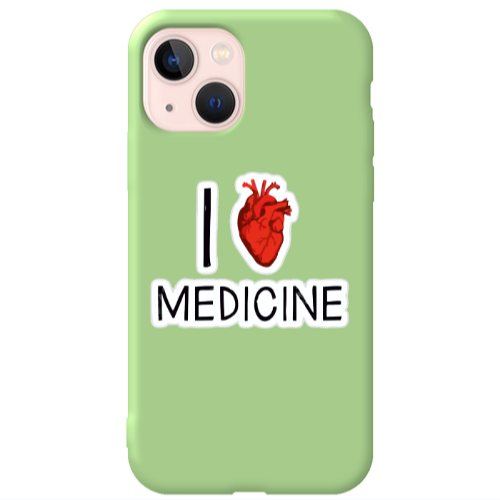 Apple iPhone 13 I Love Medicin Light Green Colored Silicone TPU Θήκη