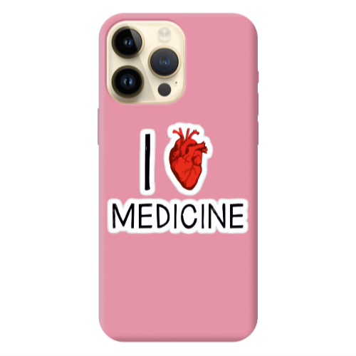 Apple iPhone 13 Pro Max I Love Medicin Pink Colored Silicone TPU Θήκη