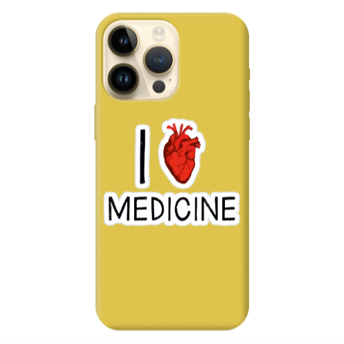 Apple iPhone 13 Pro Max I Love Medicin Yellow Colored Silicone TPU Θήκη