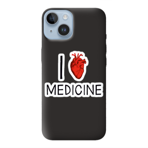 Apple iPhone 14  I Love Medicin Black Colored Silicone TPU Θήκη