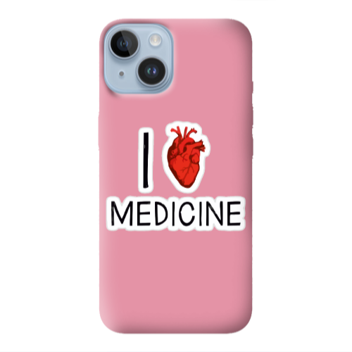 Apple iPhone 14 Plus I Love Medicin Pink Colored Silicone TPU Θήκη