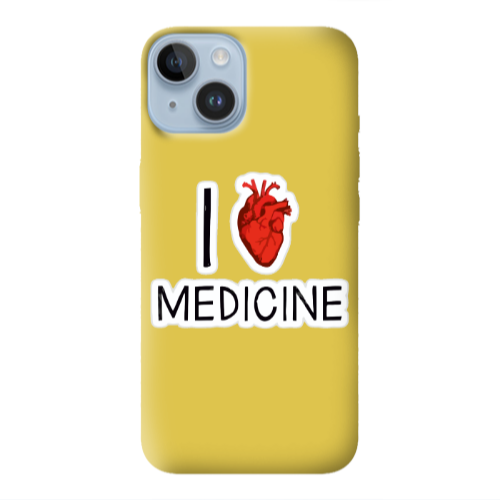 Apple iPhone 14 Plus I Love Medicin Yellow Colored Silicone TPU Θήκη