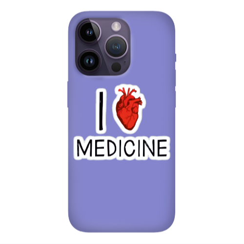 Apple iPhone 14 Pro  I Love Medicin Purple Colored Silicone TPU Θήκη