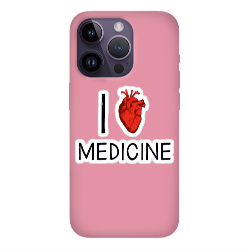 Apple iPhone 14 Pro  I Love Medicin Pink Colored Silicone TPU Θήκη