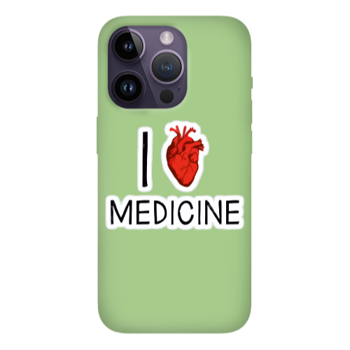 Apple iPhone 14 Pro Max I Love Medicin Light Green Colored Silicone TPU Θήκη