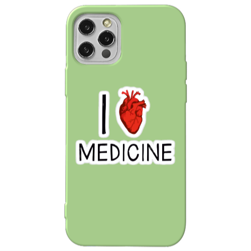 Apple iPhone 12 Pro Max I Love Medicin Light Green Colored Silicone TPU Θήκη