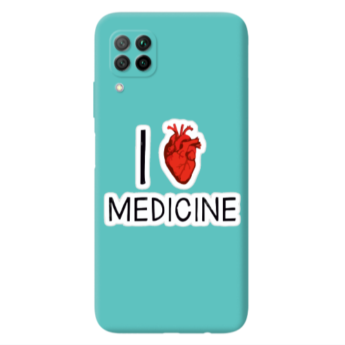 Huawei P40 Lite I Love Medicin Turquoise Colored Silicone TPU Θήκη