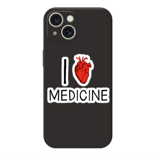 Apple iPhone 15 I Love Medicin Black Colored Silicone TPU Θήκη