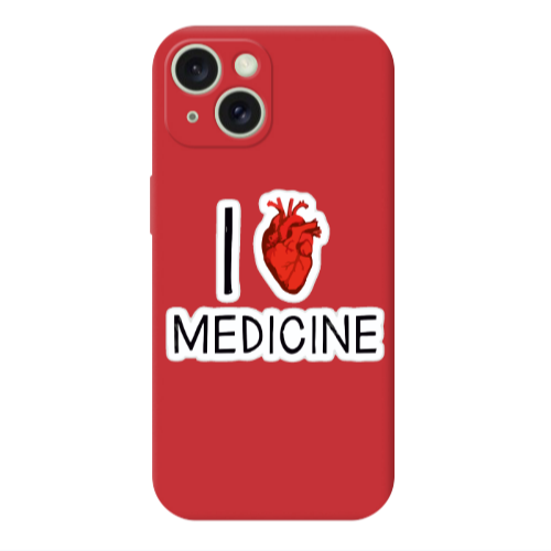 Apple iPhone 15 I Love Medicin Red Colored Silicone TPU Θήκη