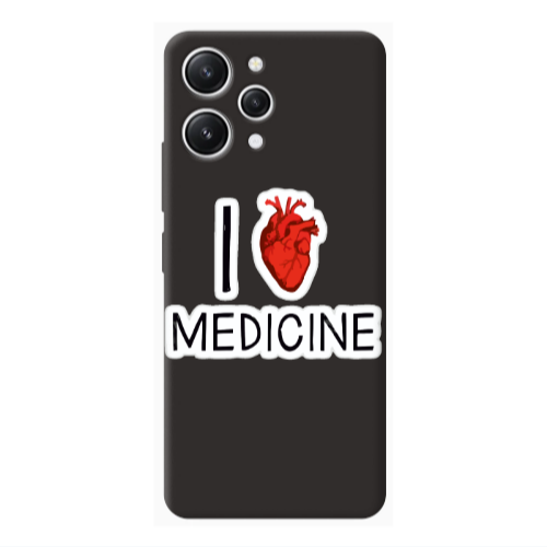 Xiaomi Redmi 12 I Love Medicin Black Colored Silicone TPU Θήκη