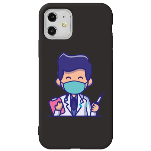 Apple iPhone 11  Specialist Doctor Black Colored Silicone TPU Θήκη
