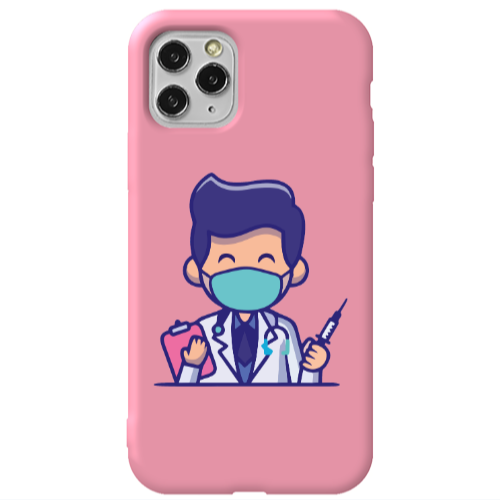 Apple iPhone 11 Pro Specialist Doctor Pink Colored Silicone TPU Θήκη