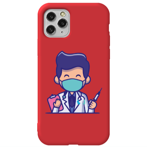 Apple iPhone 11 Pro Specialist Doctor Red Colored Silicone TPU Θήκη