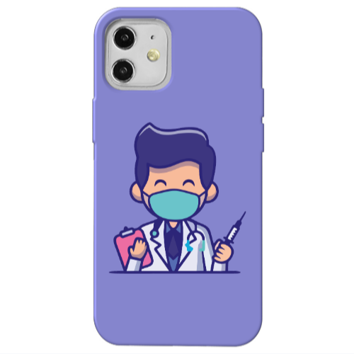 Apple iPhone 12 Specialist Doctor Purple Colored Silicone TPU Θήκη