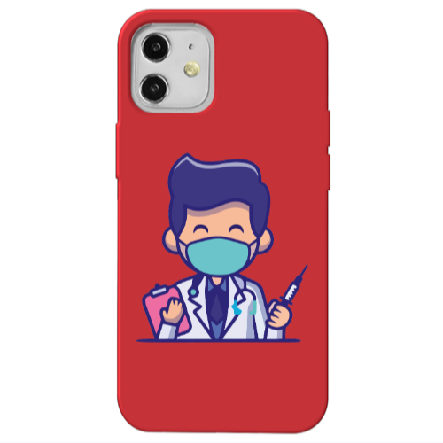 Apple iPhone 12 Specialist Doctor Red Colored Silicone TPU Θήκη