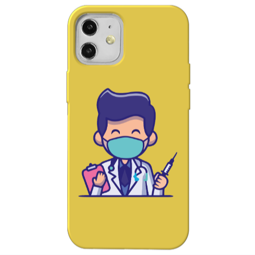 Apple iPhone 12 Specialist Doctor Yellow Colored Silicone TPU Θήκη
