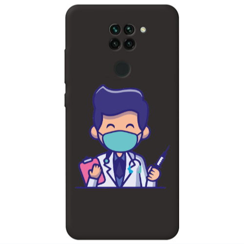 Xiaomi Redmi Note 9 Specialist Doctor Black Colored Silicone TPU Θήκη