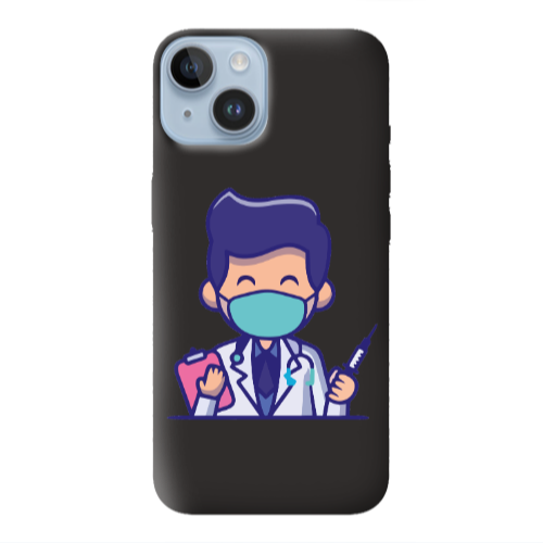 Apple iPhone 14 Plus Specialist Doctor Black Colored Silicone TPU Θήκη