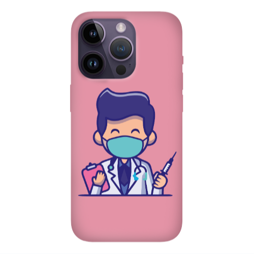 Apple iPhone 14 Pro Max Specialist Doctor Pink Colored Silicone TPU Θήκη