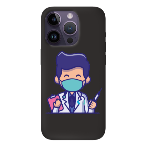 Apple iPhone 14 Pro Max Specialist Doctor Black Colored Silicone TPU Θήκη