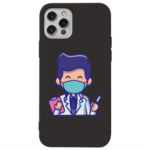 Apple iPhone 13 Pro Specialist Doctor Black Colored Silicone TPU Θήκη