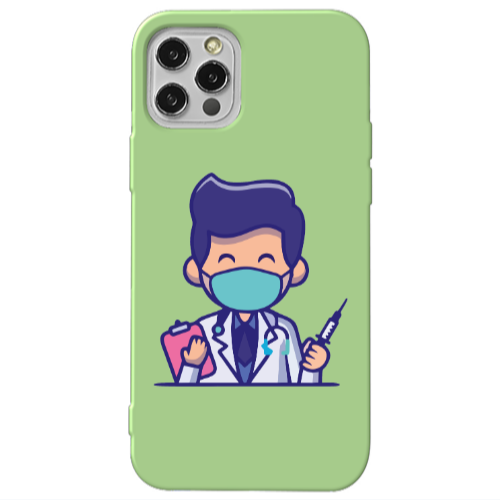 Apple iPhone 12 Pro Specialist Doctor Light Green Colored Silicone TPU Θήκη