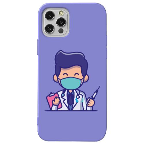 Apple iPhone 12 Pro Max Specialist Doctor Purple Colored Silicone TPU Θήκη