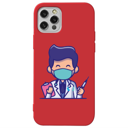 Apple iPhone 12 Pro Max Specialist Doctor Red Colored Silicone TPU Θήκη