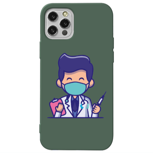 Apple iPhone 12 Pro Max Specialist Doctor Dark Green Colored Silicone TPU Θήκη