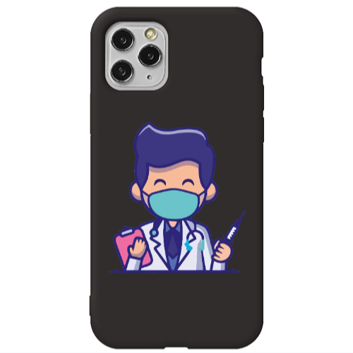 Apple iPhone 11 Pro Max Specialist Doctor Black Colored Silicone TPU Θήκη