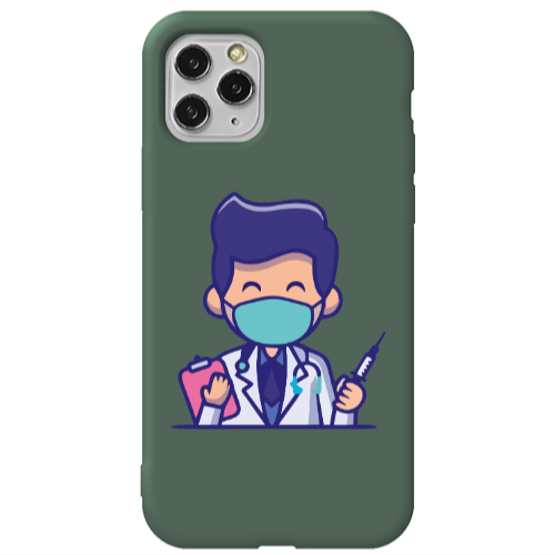 Apple iPhone 11 Pro Max Specialist Doctor Dark Green Colored Silicone TPU Θήκη