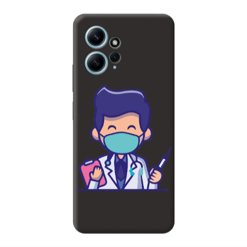 Xiaomi Redmi Note 12 4G Specialist Doctor Black Colored Silicone TPU Θήκη