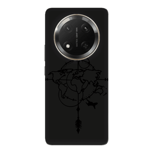 Honor Magic 7 Lite Old Map Black Colored Silicone TPU Θήκη