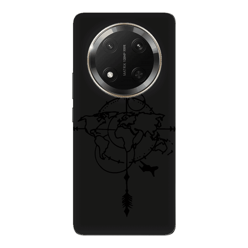 Honor Magic 7 Lite Old Map Black Colored Silicone TPU Θήκη