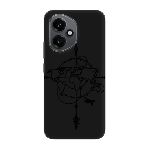 Honor Magic 400 Old Map Black Colored Silicone TPU Θήκη